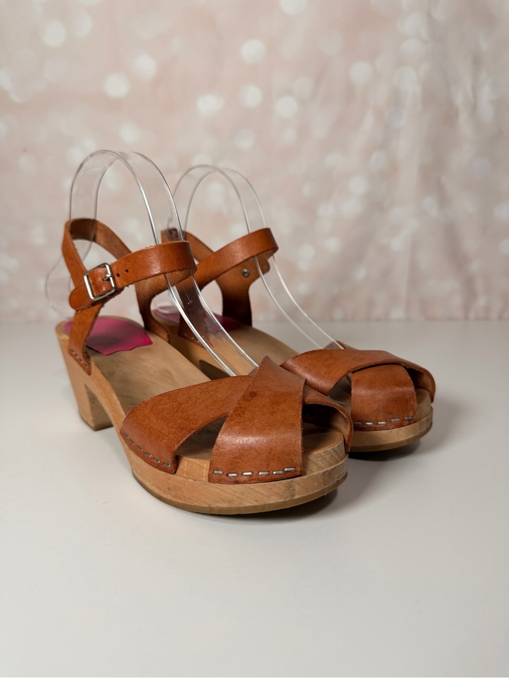 HASBEENS Swedish Clog Sandals with Brown Leather